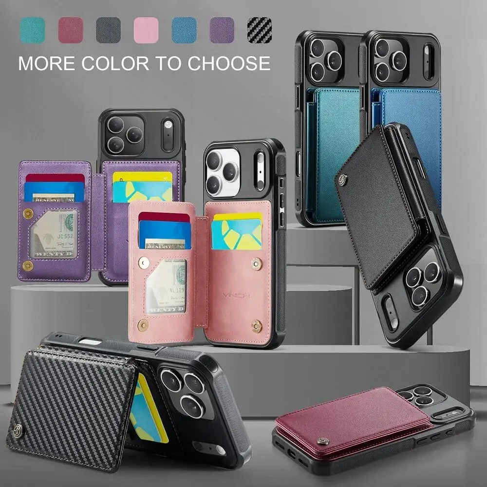 Vinich For IPhone 17 Pro Wallet Case With Card Holder, RFID Blocking Credit